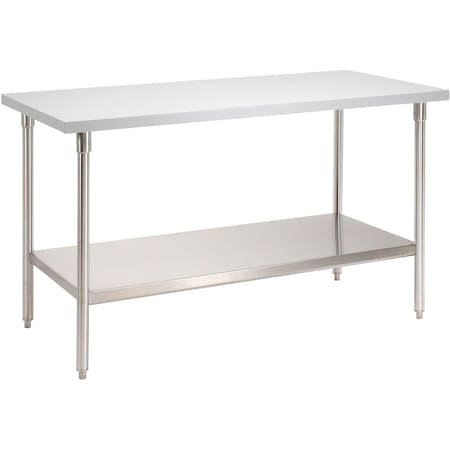 Global Industrial 72 x 30 Plastic Laminate Square Edge Workbench with SS Legs and Lower Shelf 253815